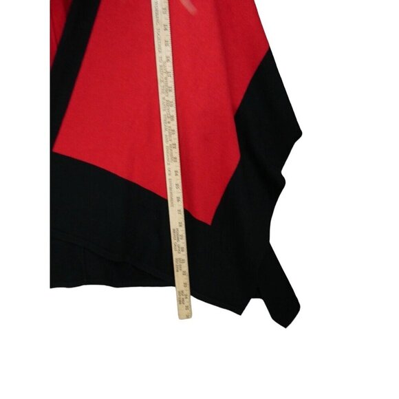 Lauren Ralph Lauren Wrap Poncho Wool blend Cape Size S/M Red Black Color Block‎ - Picture 3 of 6